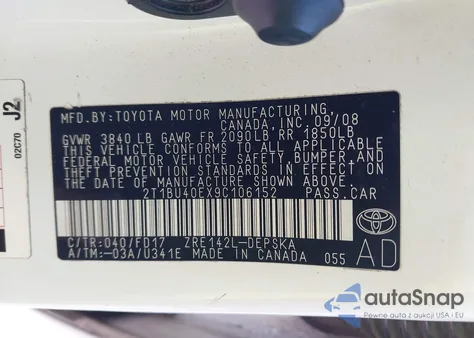 2009 Toyota Corolla S z USA, uszkodzony, nr VIN 2T1BU40EX9C106152